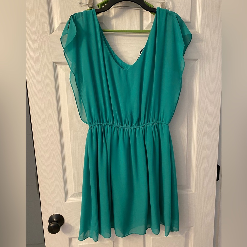 Teal Women's Flutter Sleeve Dress
